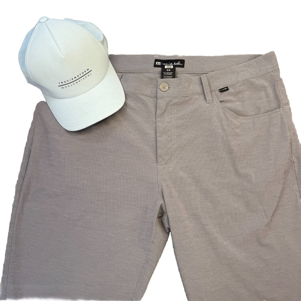 Travis Matthew Golf Pants 38 X 30 Stretch Lightweight Performance Gray & Cap!
